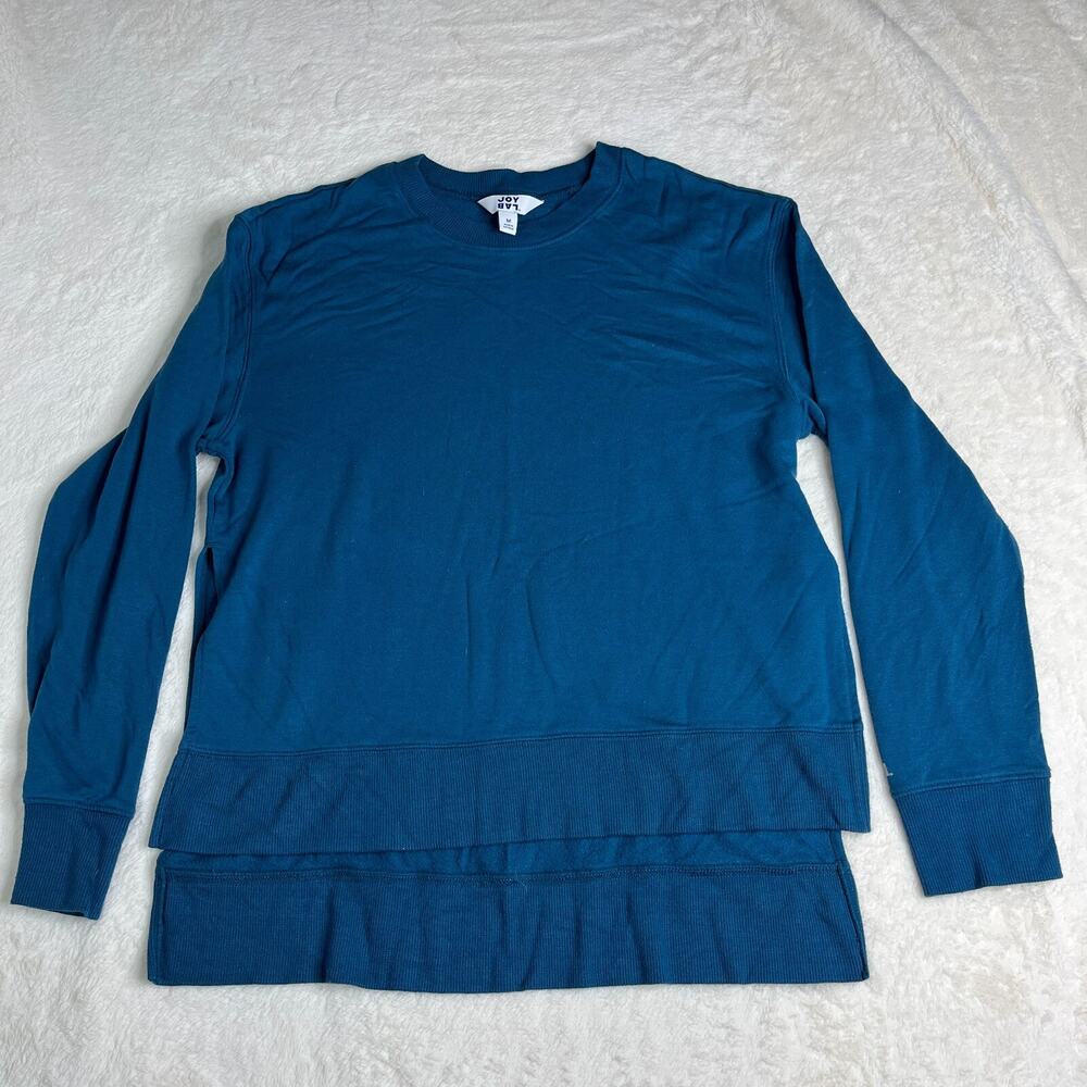JoyLab blue Split Hem Fleece Sweatshirt Pullover Size Medium
